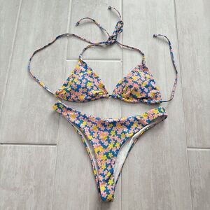Women's SHEIN Bikini Set Summer Beach Ditsy Floral Halter Triangle Medium